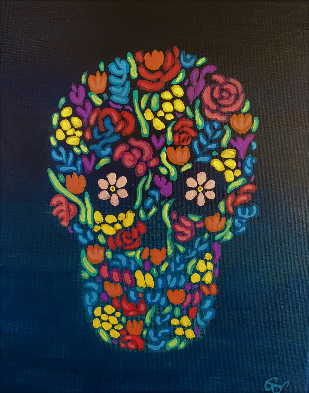 Candy Skull with Flowers